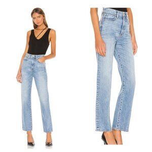 SLVRLAKE London Straight Leg Jeans Womens 28 Crosby Blue High Rise Raw Hem Rigid